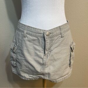 VTG 90s Y2K Micro Mini Skirt BONGO Juniors 1 Low Rise Khaki Utility Cargo